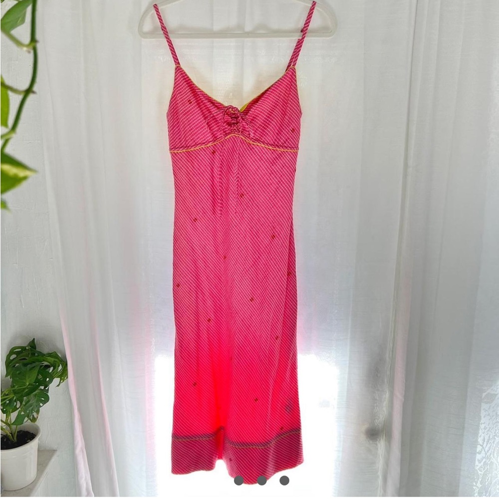 Vintage Pink MIDI dress with Yellow Lining💛💞